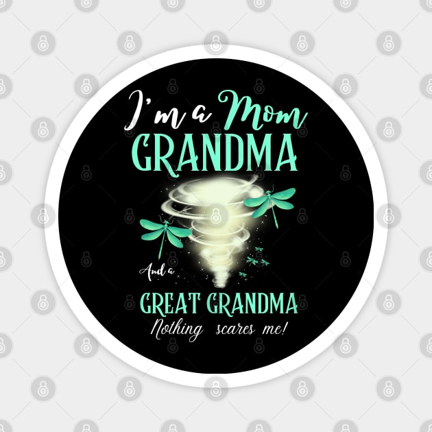 I’m A Mom Grandma And A Great Grandma Nothing Scares Me Cute Dragonflies Magnet by JustBeSatisfied